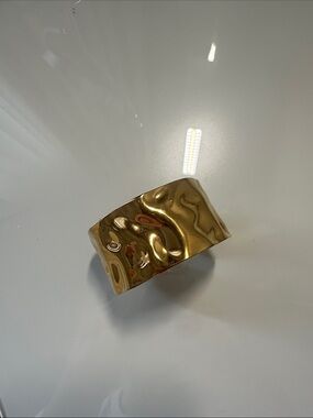 Gold Textured Wide Cuff Bracelet - Classic Womens Accessory